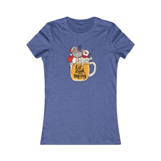 Eat Drink Santa Woman's Cut Tee