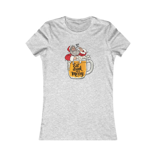 Eat Drink Santa Woman's Cut Tee