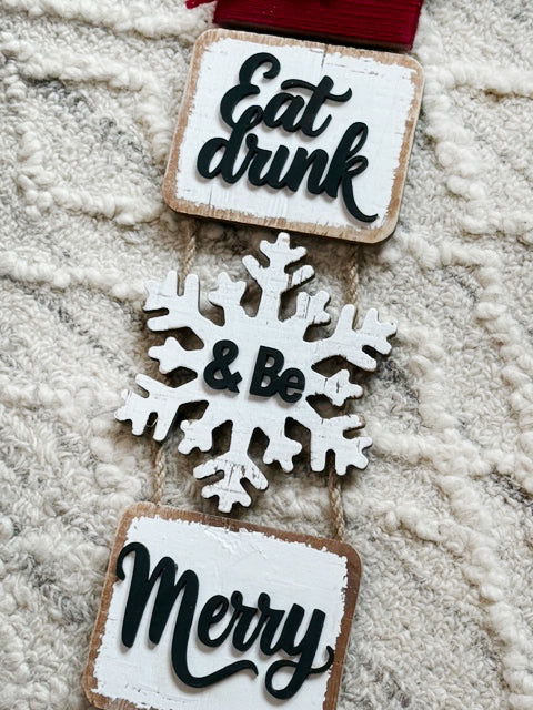 Wood Snowman Hanger - Eat, Drink & Be Merry