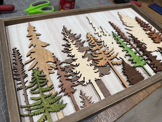 LARGE Layered Framed Tree Art