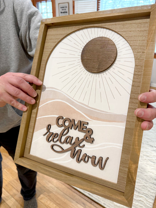 Come & Relax Now Canvas & Wood Framed Art