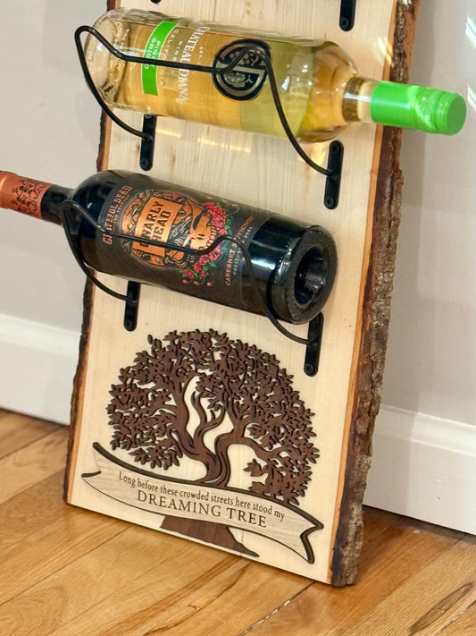 Wine Rack Live Edge Wood 3 Bottle