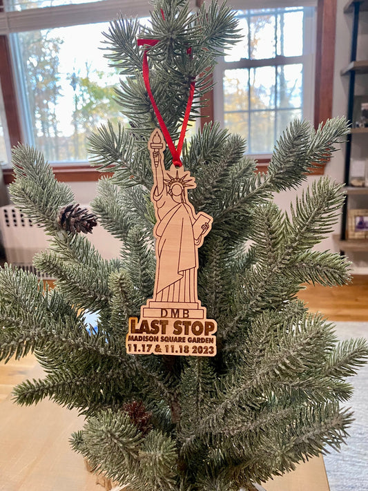 Last Stop Lady Liberty Wood Ornament