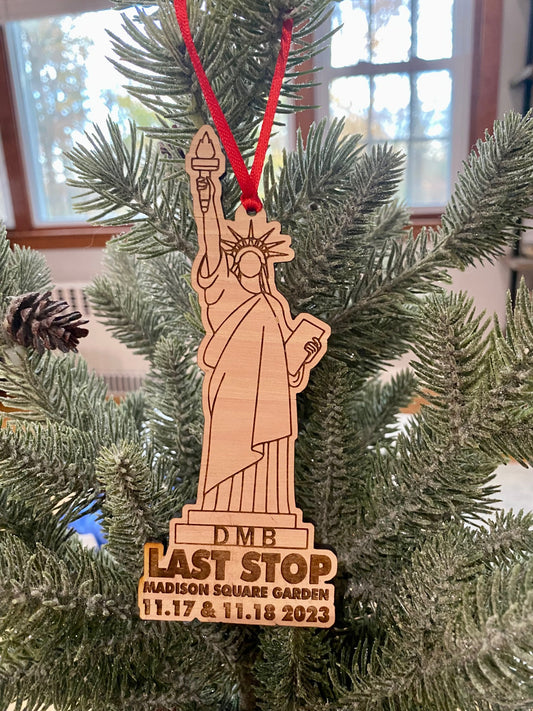 Last Stop Lady Liberty Wood Ornament