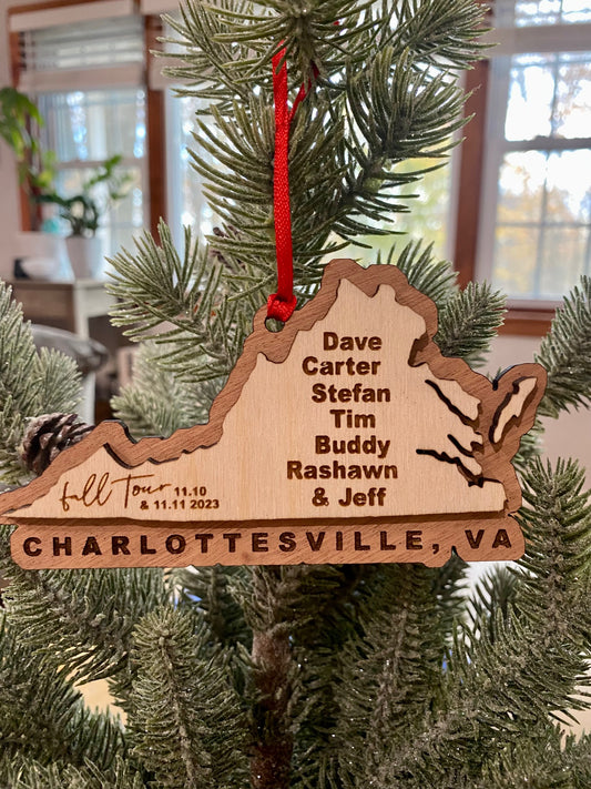 Charlottesville VA State 3D Ornaments