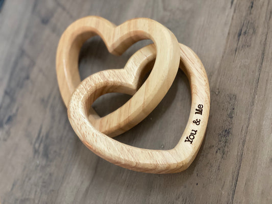 Wood Interlocked Engraved Hearts *Limited Run