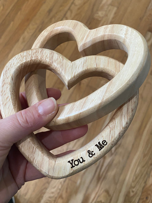Wood Interlocked Engraved Hearts *Limited Run