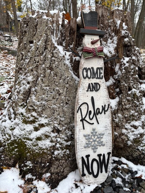 Indoor snowman wall art - Come and Relax Now