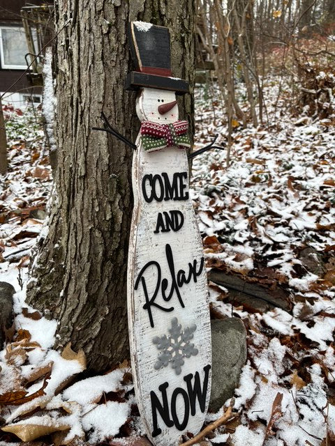 Indoor snowman wall art - Come and Relax Now