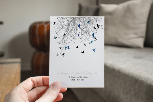 Black And Bluebird Greeting Card