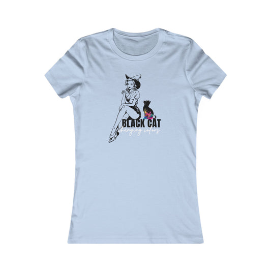 Black Cat Pin Up Woman's Cut Tee