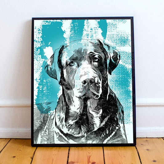 Personalized Pet Portraits - Teal Love