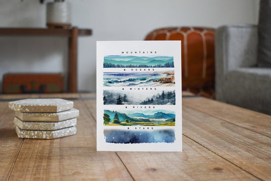 Mountains And Oceans Greeting Card