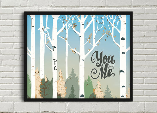 You & Me Custom Initials Art Print