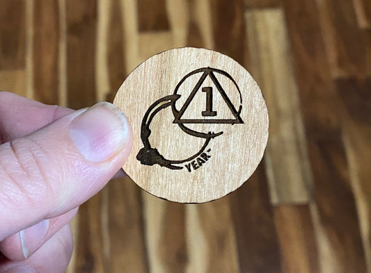 Custom Cherry Wood AA Anniversary Medallion For