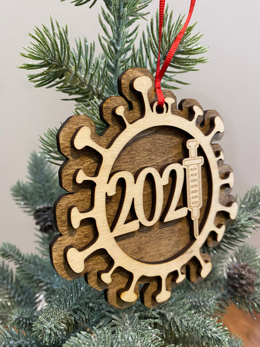 2021 Year of the Vaccination Wood Ornament