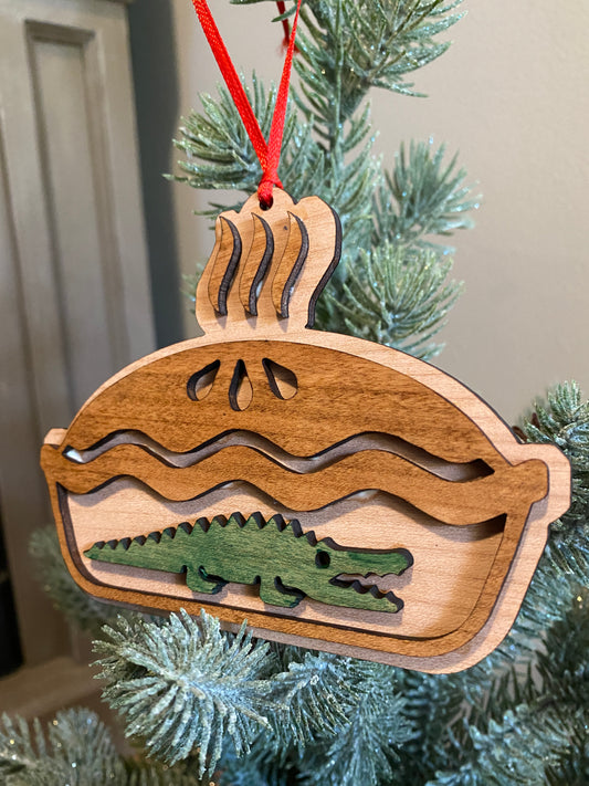 Alligator Pie Hand Painted Multi Layered Wood Ornament