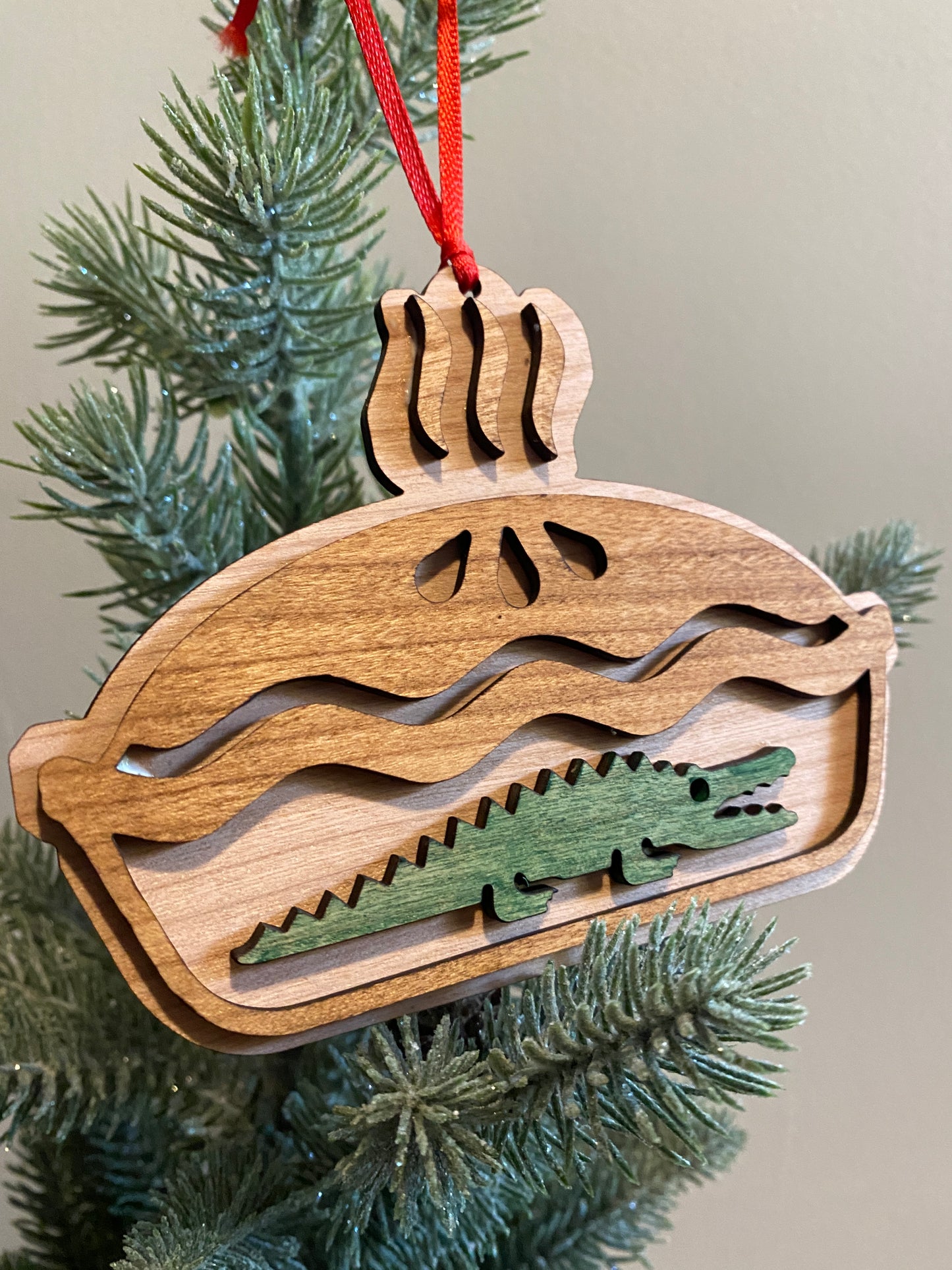 Alligator Pie Hand Painted Multi Layered Wood Ornament