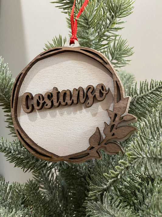 Family Name Hand Painted Multi Layer Personalized Ornament