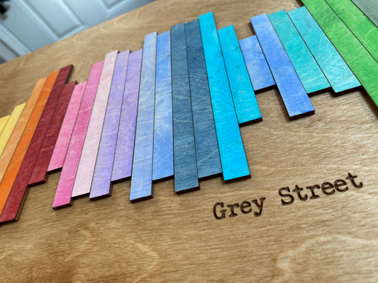 All the Colors Mix Together To Grey - Sound Wave, Slat Wall Art