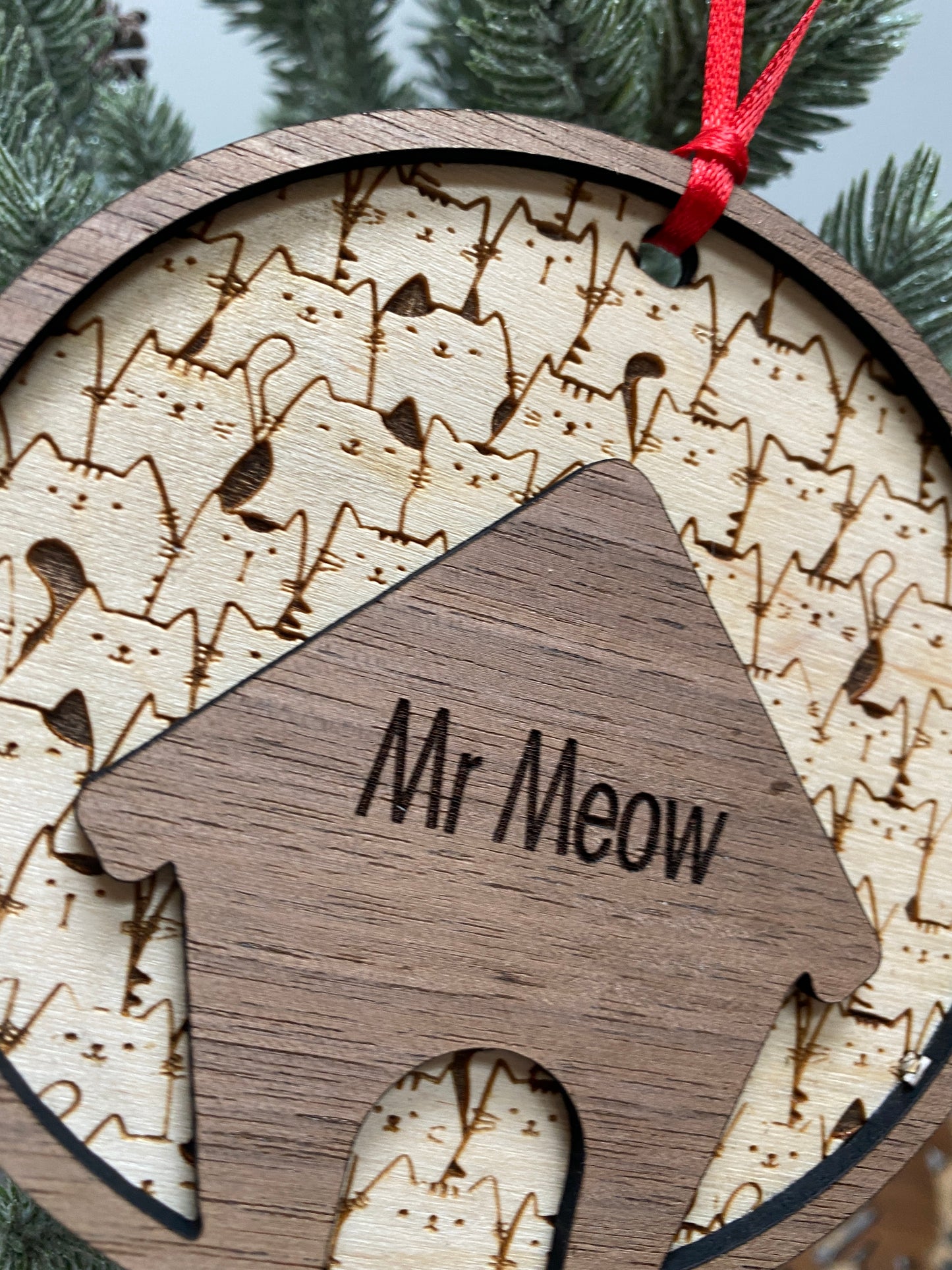 Love My Cat Personalized Layered ornament