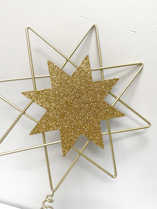 Glitter Metal & Wood Tree Topper