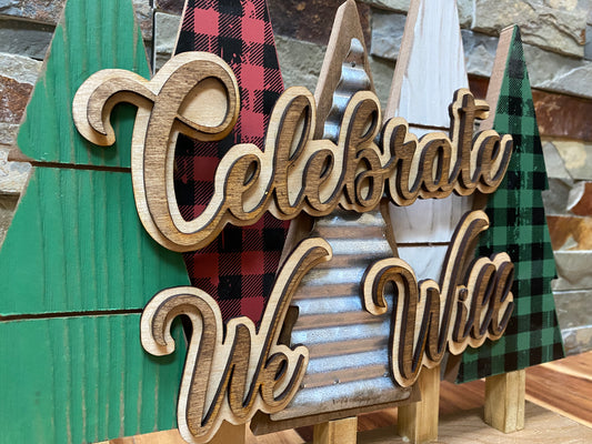 Celebrate We will Christmas Tree Tabletop Décor