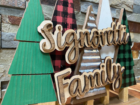 Custom Family Name Christmas Tree Tabletop Décor