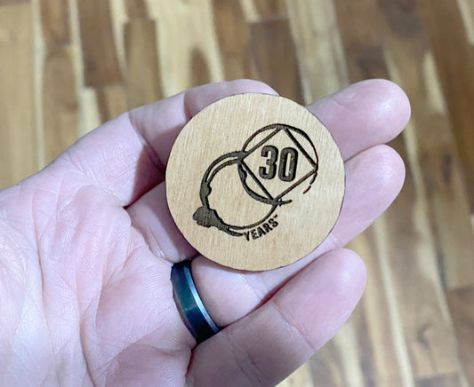 Custom Cherry Wood NA Anniversary Medallion For