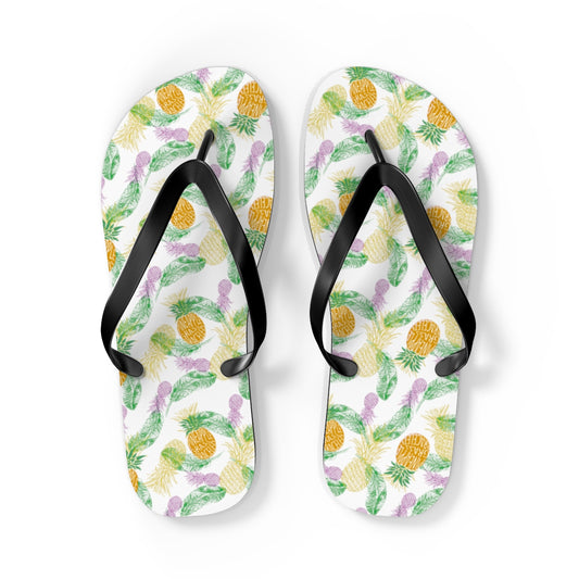 Pineapple Grass Bracelets White Flip Flops