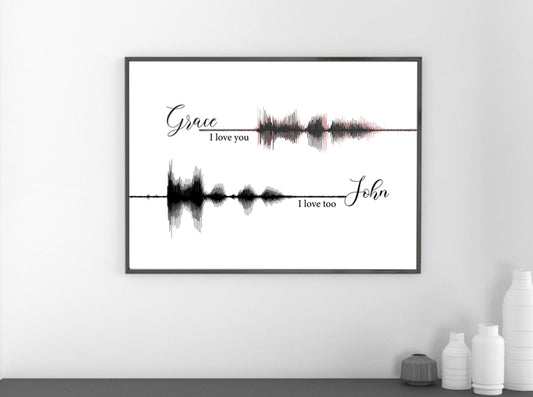 "Side By Side" Custom Couples Soundwave Art