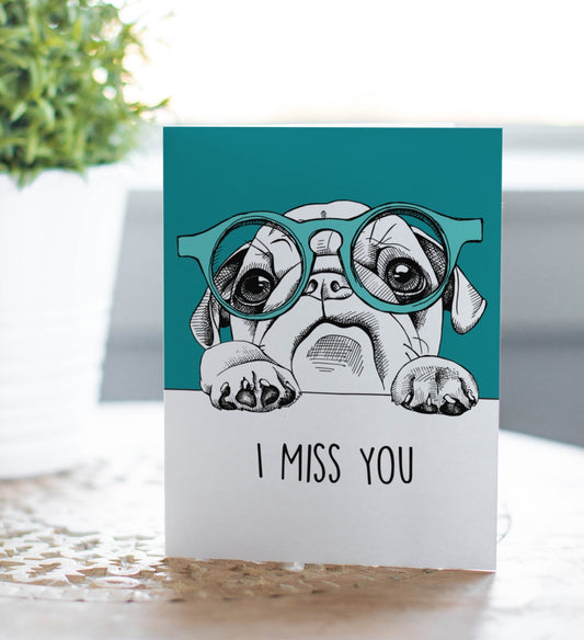 I Miss You Puppy Dog Eyes Greeting Card