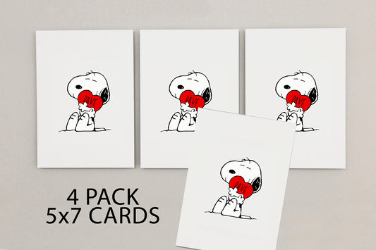 Bundle of 4 Snoopy Love Valentines Day Card