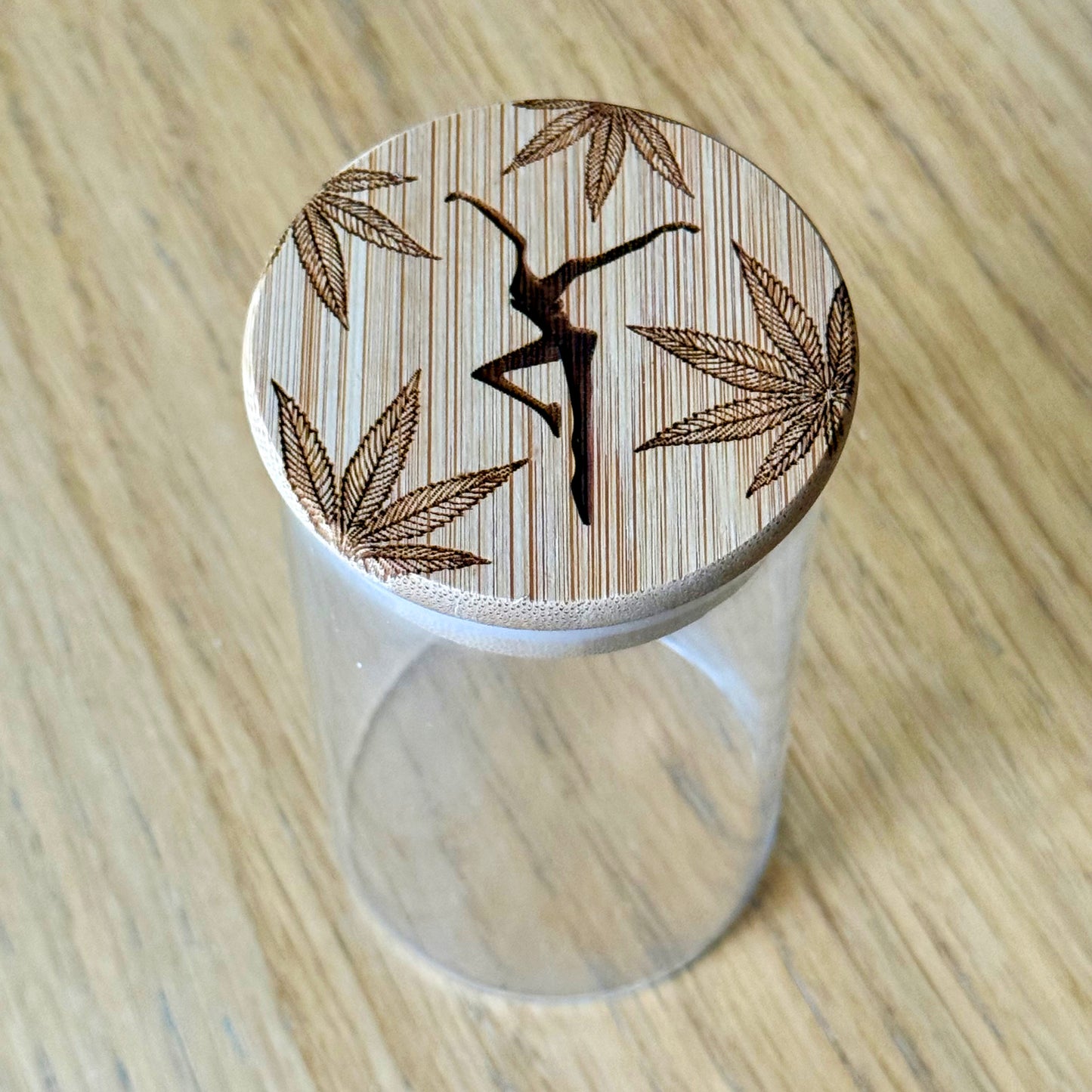 Stash Jar With Bamboo Engraved Lid