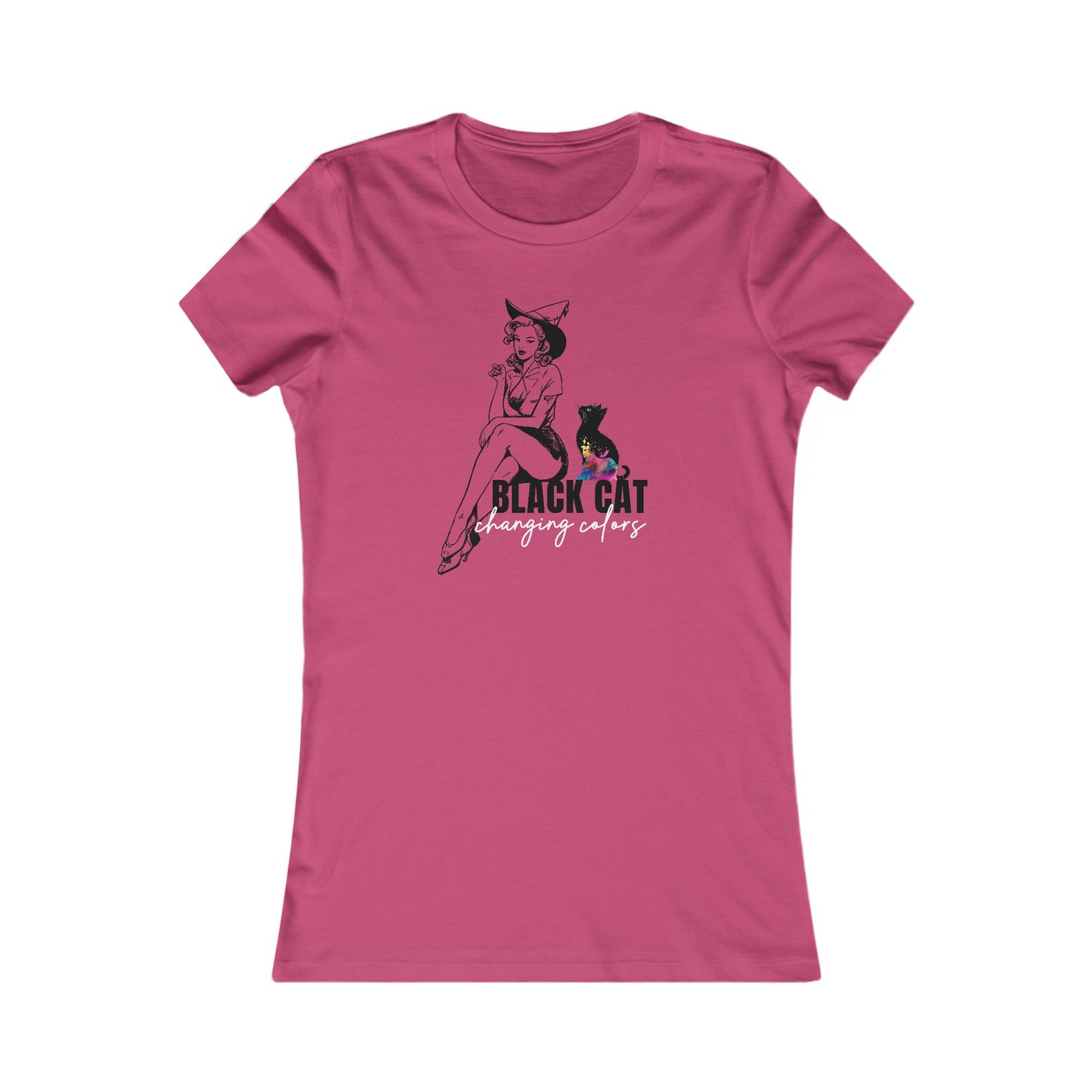 Black Cat Pin Up Woman's Cut Tee