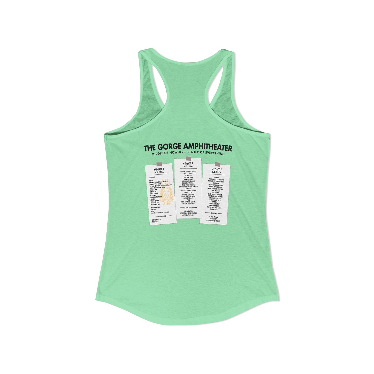 Middle of Nowhere Gorge 2026 Woman's Tank *With Set List
