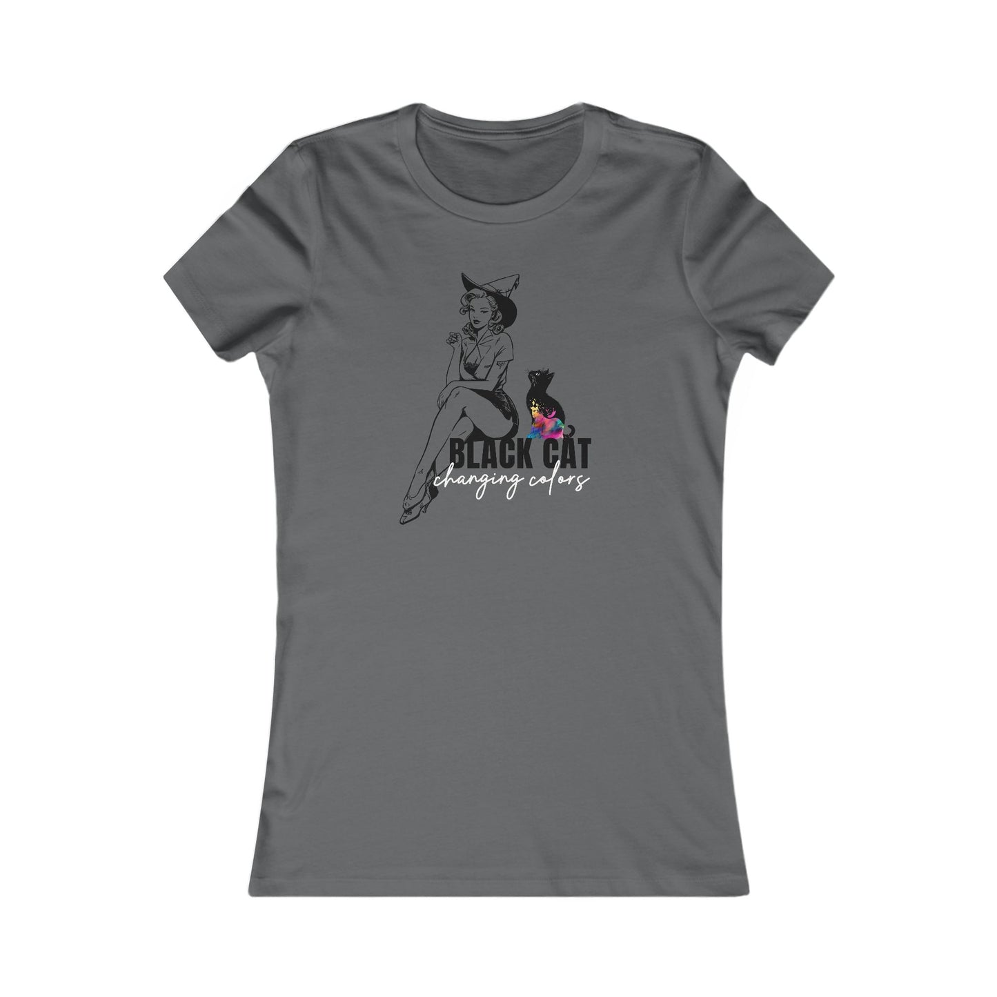Black Cat Pin Up Woman's Cut Tee