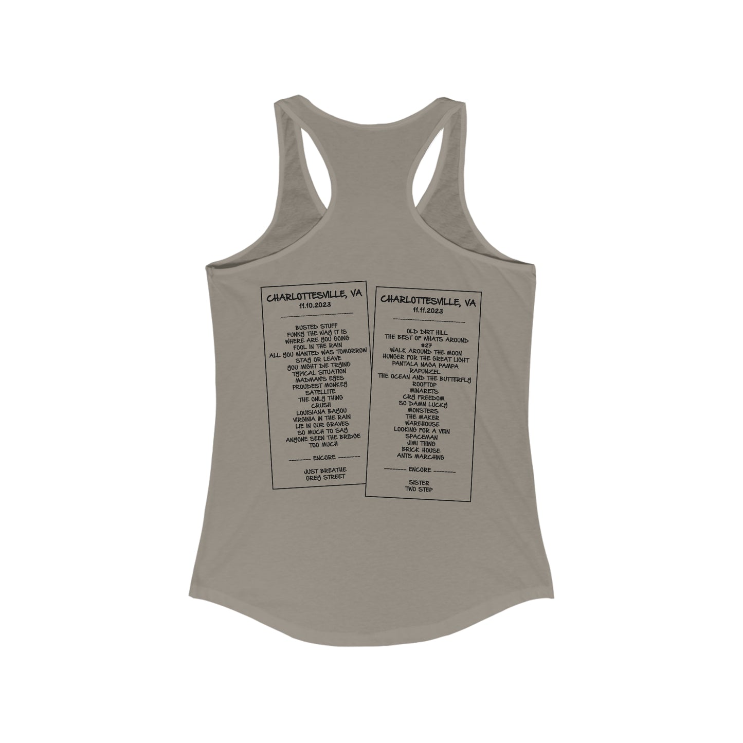 Virginia Charlottesville Fall Tour 2023 Tank Top w/set list