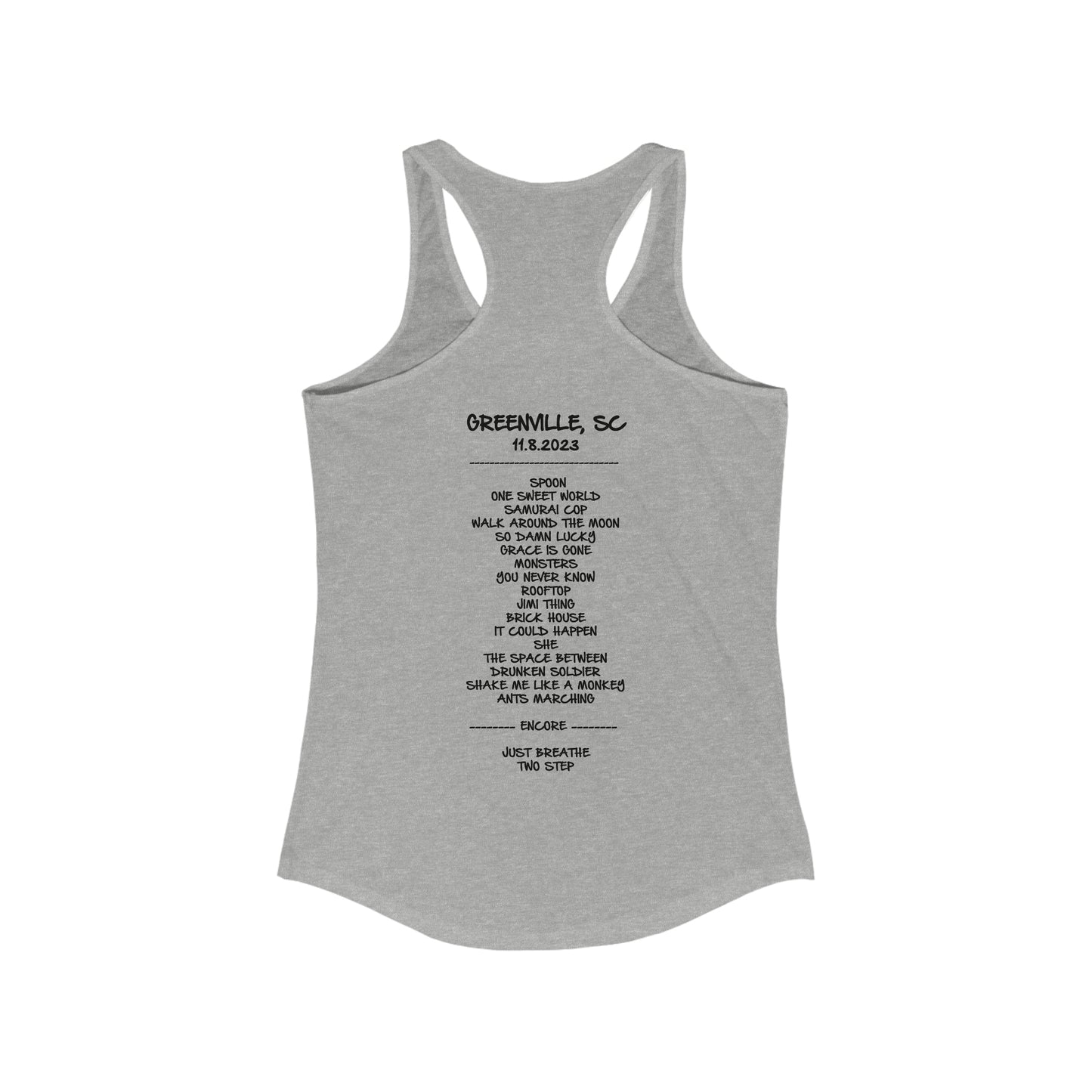 Greenville SC 2023 Tank Top w/set list