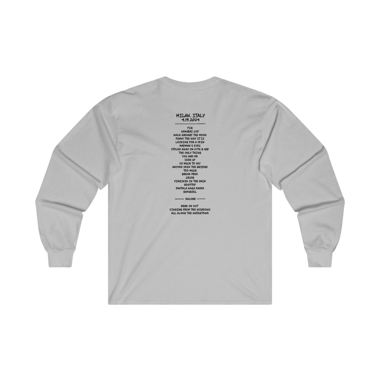 Italy Europe 2024 Long Sleeve Tee w/set list