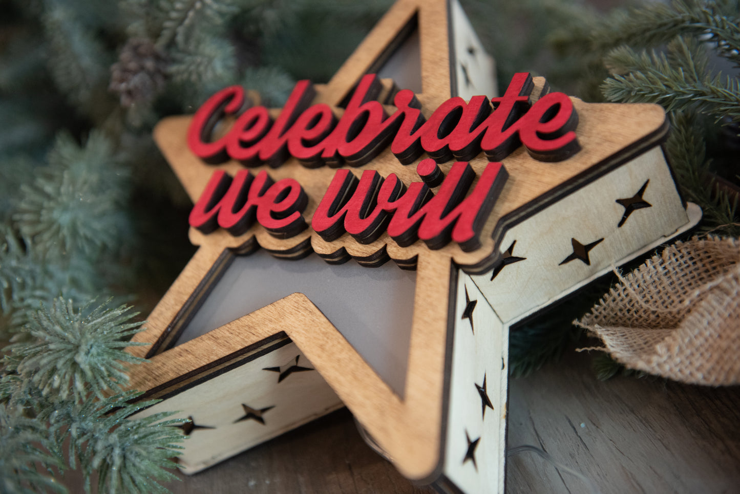 Light Up Wood Tree Topper *Hand Made