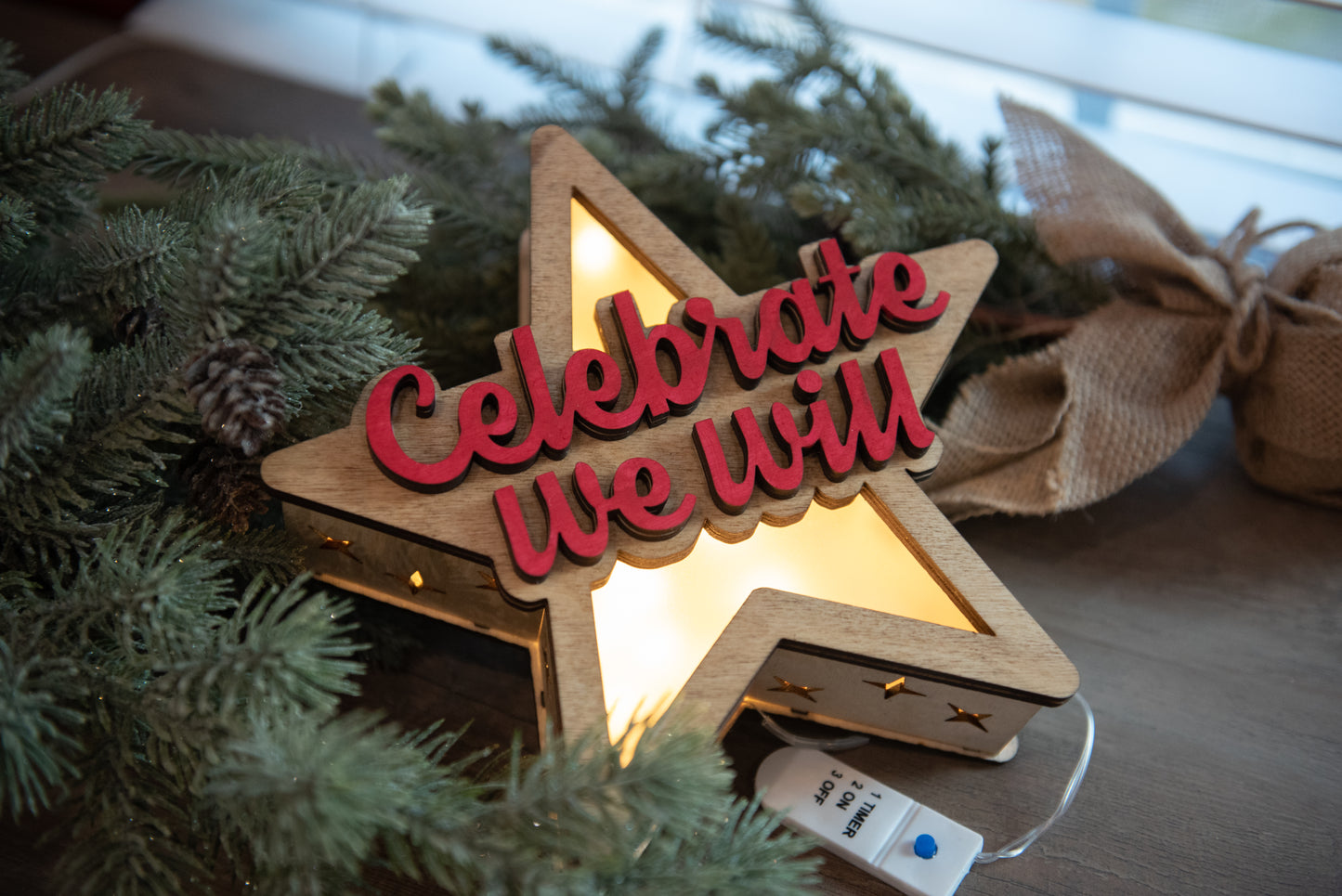 Light Up Wood Tree Topper *Hand Made