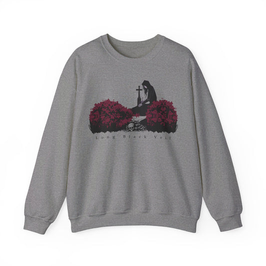 Long Black Veil Crew Neck Sweatshirt