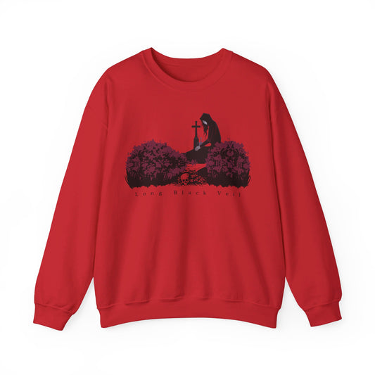 Long Black Veil Crew Neck Sweatshirt