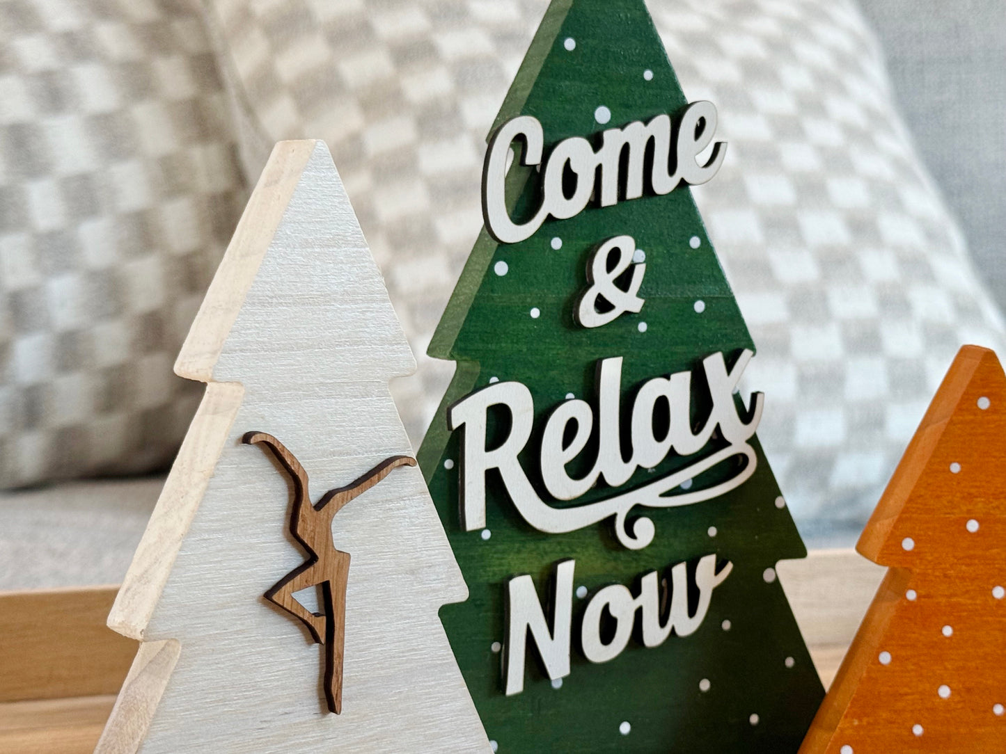 Set Of 3 Trees Wood Decor