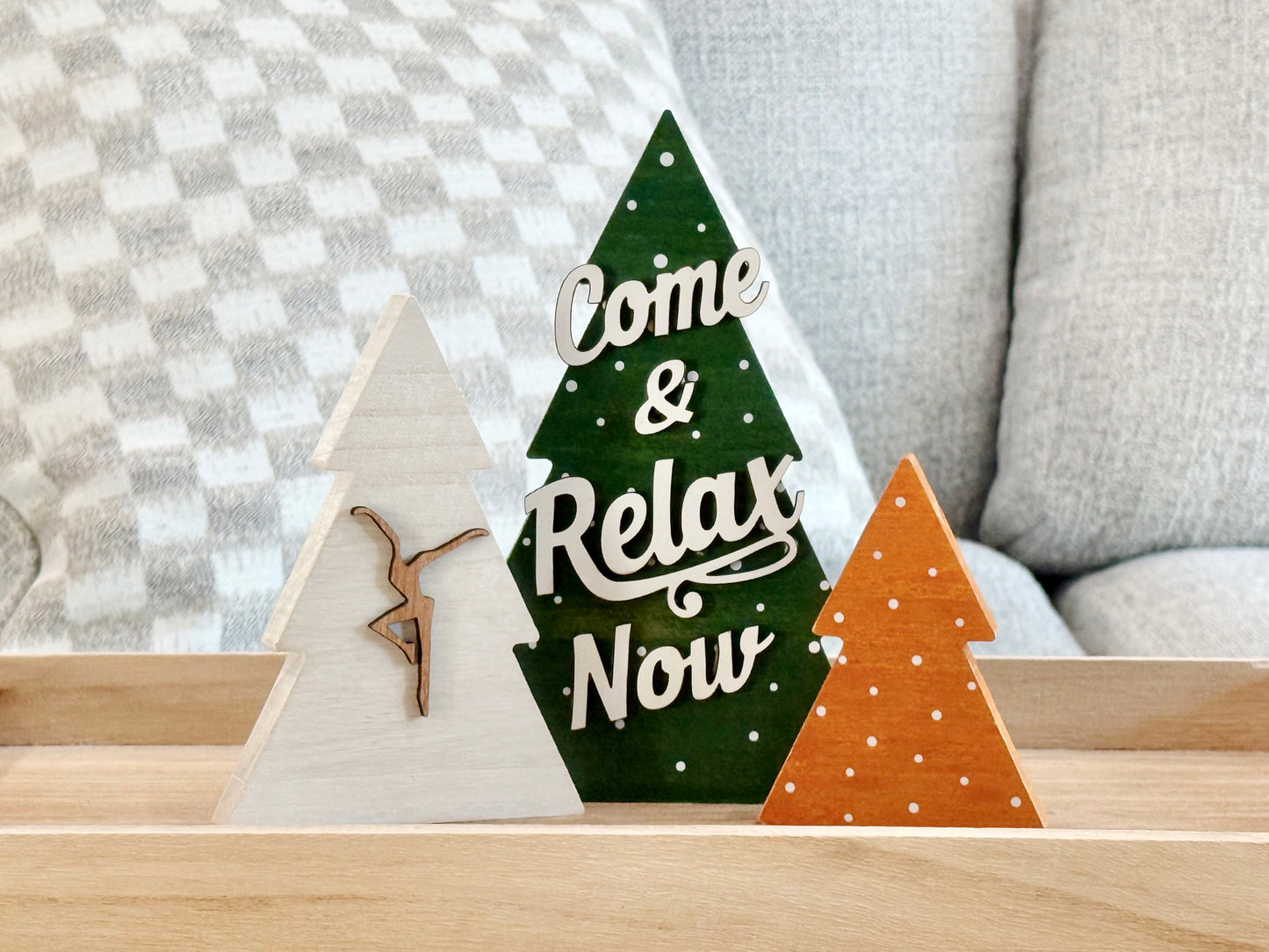 Set Of 3 Trees Wood Decor