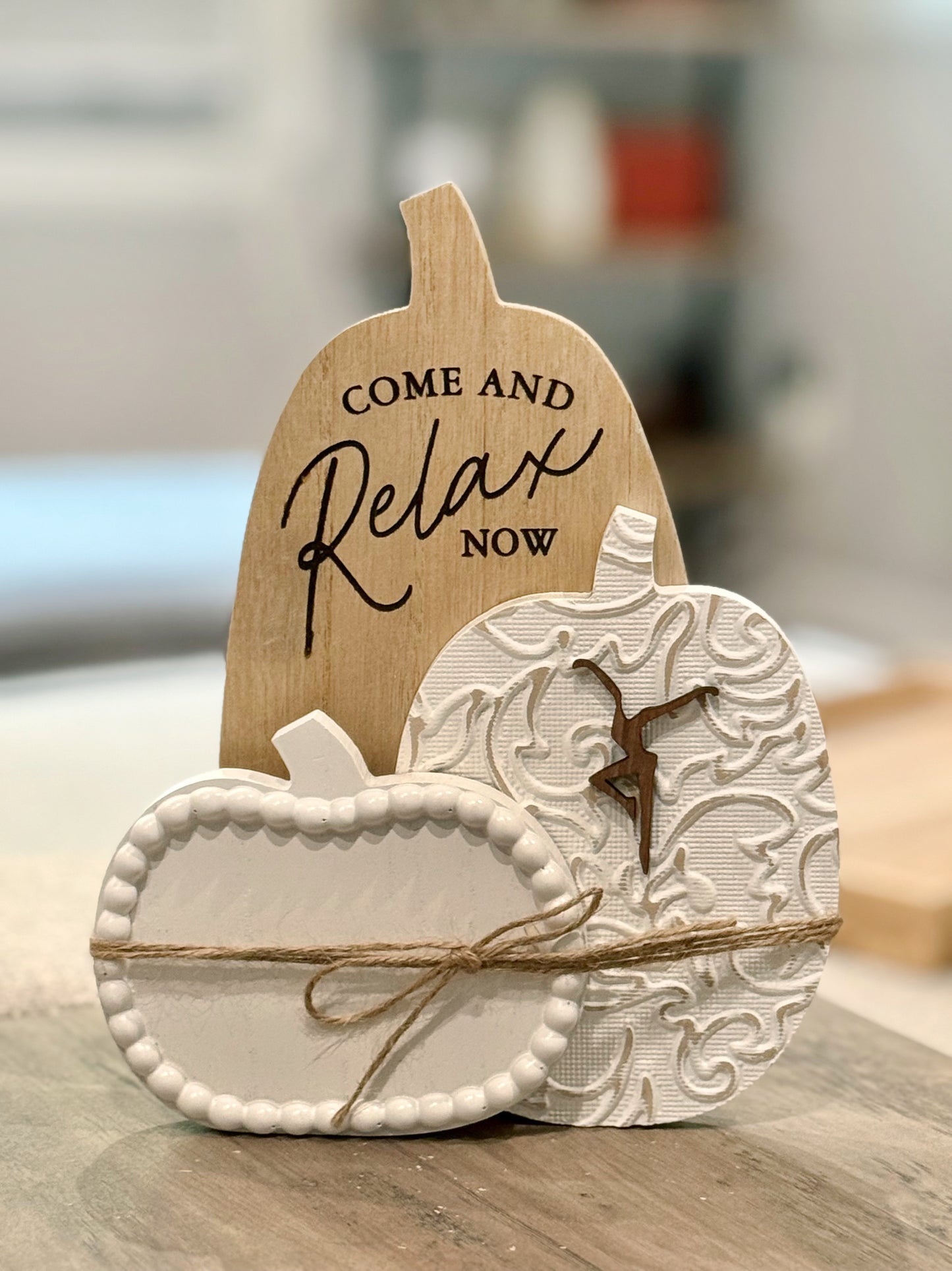 Wood Pumpkin Decor Table Top *Come & Relax Now