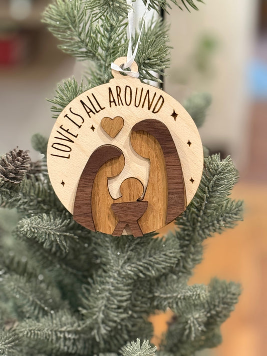 Love was All Around Multi Layered Wood Ornament