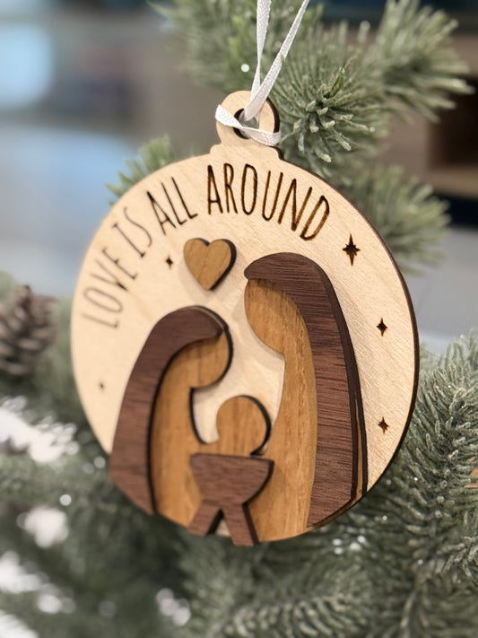 Love was All Around Multi Layered Wood Ornament
