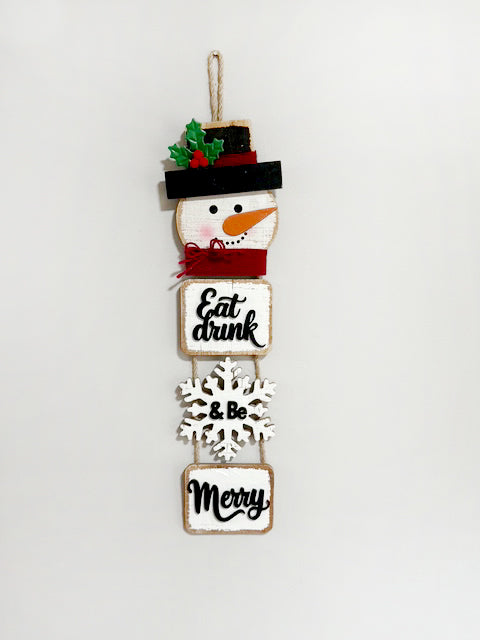 Wood Snowman Hanger - Eat, Drink & Be Merry